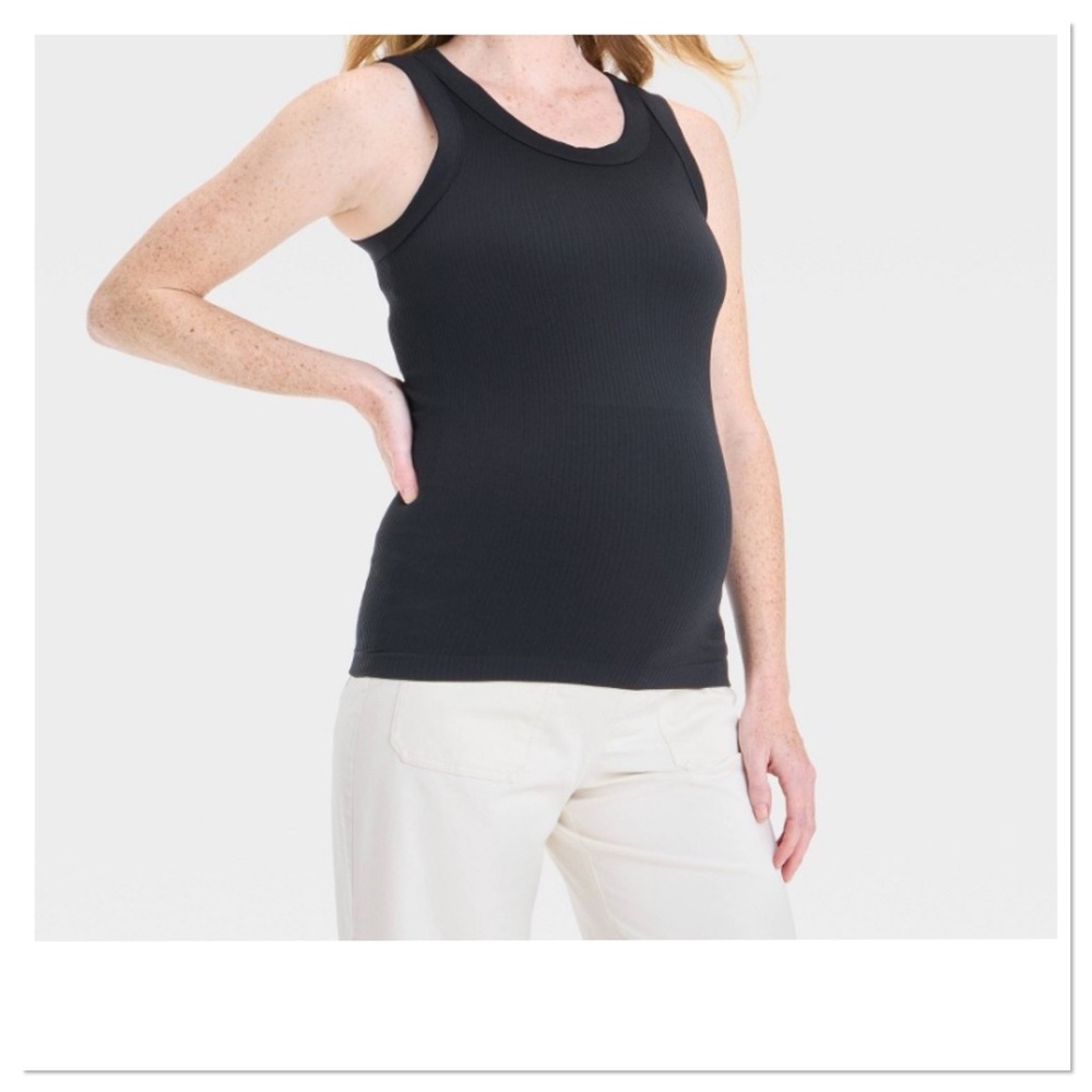Athleisure Seamless Maternity Tank Top Black Isabel Maternity Tank Top